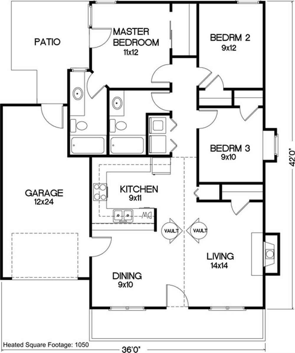 Floor Plan First Story of Country Plan #109-1126